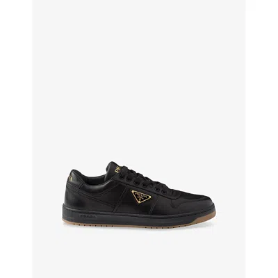 PRADA MENS BLACK DOWNTOWN LOW-TOP LEATHER TRAINERS EUR 43 / 9 UK