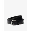 Prada Mens Black Engraved Leather Belt In Black