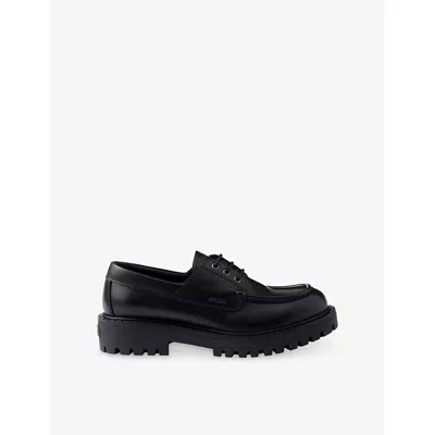 Prada Laced Leather Loafers In Black