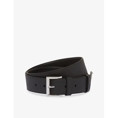 PRADA MENS BLACK LOGO-EMBELLISHED LEATHER BELT