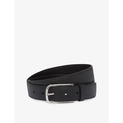Prada Mens Black Logo-embellished Leather Belt