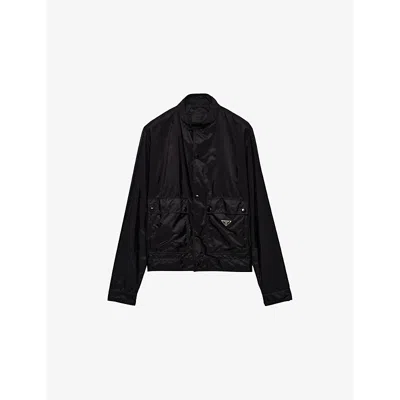 Prada Mens Black Logo-embellished Regular-fit Woven Jacket