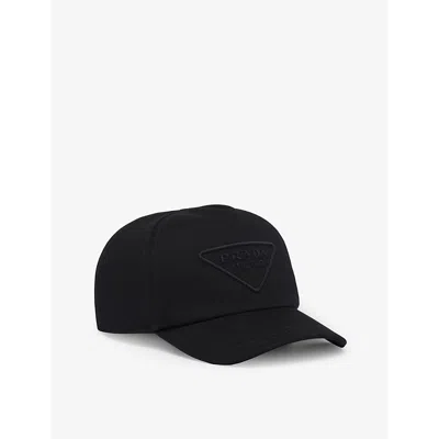 Prada Embroidered Logo Baseball Cap In Black