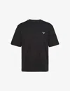 Prada Triangle-logo Cotton T-shirt In Black