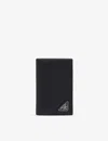 Prada Mens Black Logo-plaque Leather Bifold Wallet In Black