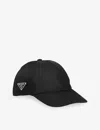 Prada Mens Black Logo-plaque Recycled-nylon Baseball Cap In Black