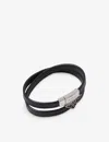 Prada Mens Black Logo Saffiano Leather Bracelet In Black