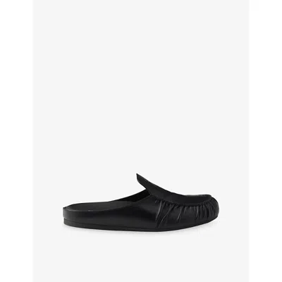 Prada Mens Black Logo-print Leather Mules Eur 43 / 9 Uk