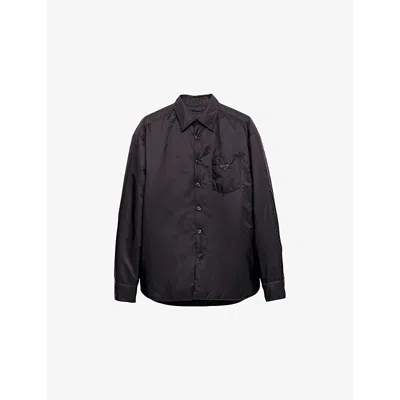 Prada Mens Black Long-sleeve Re-nylon Shirt
