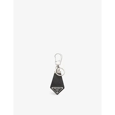Prada Saffiano Leather Keychain In Black