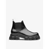 Prada Moonlith Brushed Leather Chelsea Boots In Black