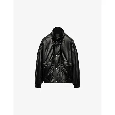 Prada Mens  Oversized Padded Leather Bomber Jacket