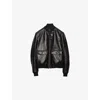 Prada Mens Black Patch-pocket Leather Bomber Jacket In Multi