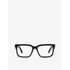 Prada Mens Black Pr 10yv Rectangle-frame Acetate Eyeglasses In Black