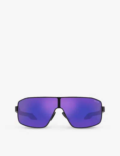 Prada Linea Rossa Womens Black Ps 54ys Irregular-frame Tinted Lens Polycarbonate Sunglasses