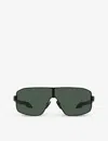Prada Linea Rossa Womens Black Ps 54ys Shield-frame Metal Sunglasses In Black