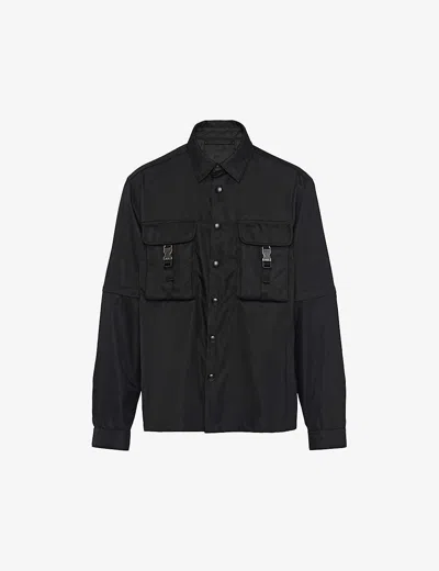 PRADA MENS BLACK RE-NYLON BRAND-PLAQUE NYLON SHIRT XXXL