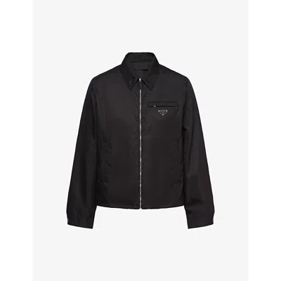 Prada Mens Black Re-nylon Brand-plaque Recycled-polyamide Jacket