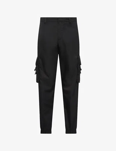 PRADA MENS BLACK RE-NYLON BUCKLE-EMBELLISHED TAPERED SLIM-FIT NYLON TROUSERS
