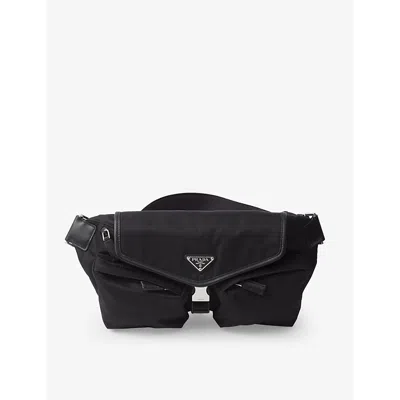 Prada Mens Black Re-nylon Nylon And Leather Shoulder Bag