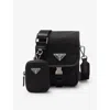 Prada Mens Black Re-nylon Saffiano Leather And Nylon Shoulder Bag In Black