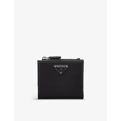 Prada Mens Black Re-nylon Small Nylon And Leather Wallet