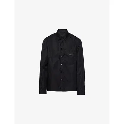 Prada Regenerated Nylon Shirt Contemporary Fit Long Sleeves In Black