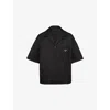 Prada Short Sleeve Collared Jacket Front Pocket In Black