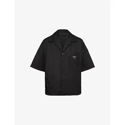 PRADA MENS BLACK RE-NYLON SHORT-SLEEVE WOVEN SHIRT XL
