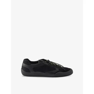 Prada Speedrock Leather And Mesh Fabric Sneakers Shoes In Black
