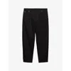 Prada Mens Black Triangle-logo Tapered-leg Relaxed Cotton Trousers In Black