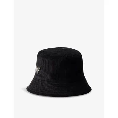 PRADA MENS PRADA TRIANGLE-PLAQUE CORDUROY BUCKET HAT