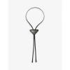 Prada Mens Black Triangular Logo-plaque Leather Bolo Tie In F0002 Nero