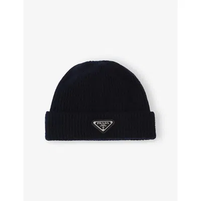 Prada Wool And Cashmere Beanie In Black