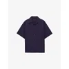 Prada Lapel Short-sleeved Shirt In Blue