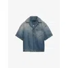 Prada Men's Denim Boxy-fit Bowling Shirt