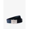 Prada Mens Blue Logo-plaque Cotton Tape Belt In Blue
