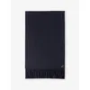 Prada Mens Blue Logo-plaque Fringed-trim Silk And Cashmere-blend Scarf