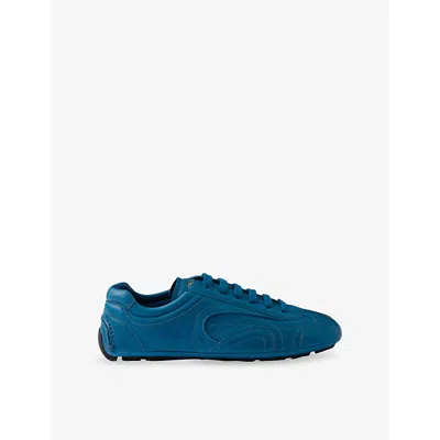 Prada Mens Blue Montecarlo Re-edition 2005 Antiqued Leather Low-top Trainers Eur 41 / 7 Uk