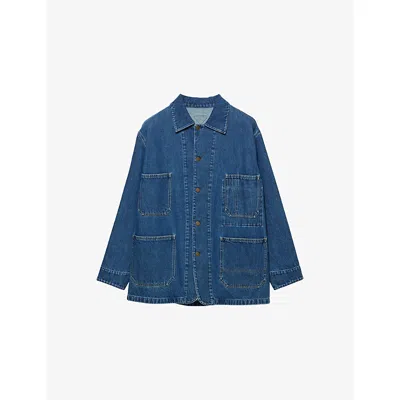 Prada Mens Blue Patch-pocket Boxy-fit Denim Jacket Xl