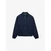 Prada Mens Blue Pointed-collar Logo-print Cotton Jacket