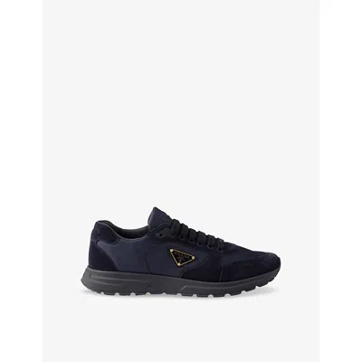 Prada Mens Blue Prax 2.0 Re-nylon And Suede Trainers Eur 45 / 11 Uk