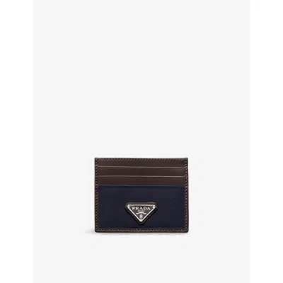 PRADA MENS BLUE RE NYLON AND LEATHER CARD HOLDER