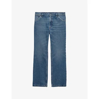 Prada Mens Blue Regular-fit Straight-leg Washed Denim Jeans