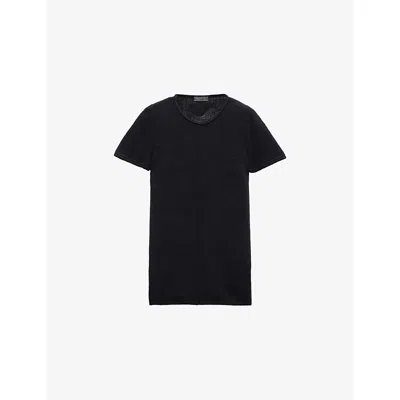 PRADA MENS PRADA SHORT-SLEEVED SLIM-FIT CASHMERE JUMPER