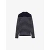 Prada Striped Superfine Wool Crew-neck Sweater In Blue