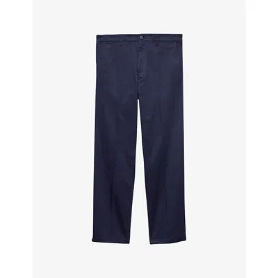 PRADA MENS BLUE WIDE-LEG COTTON CHINO TROUSERS