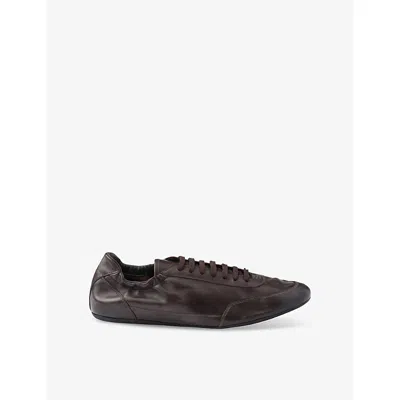 Prada Mens Brown Collapse Leather Low-top Trainers Eur 43 / 9 Uk