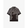 Prada Men Short-sleeved Printed Cotton Shirt In Brown
