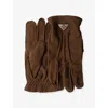 Prada Men's Suede Cashmere-lined Gloves In Brown